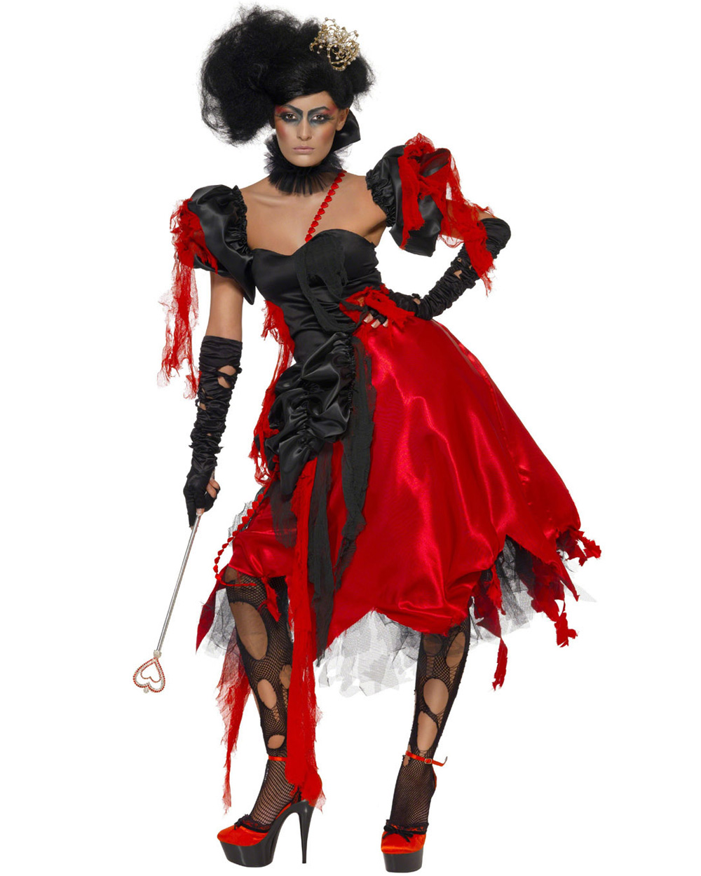 Cl558 Evil Queen Of Hearts Gothic Zombie Alice In Wonderland Halloween 