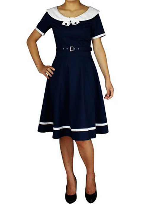 Rk80 Rockabilly Sailor Retro Nautical Costume Dress Pin Up Vintage 50s