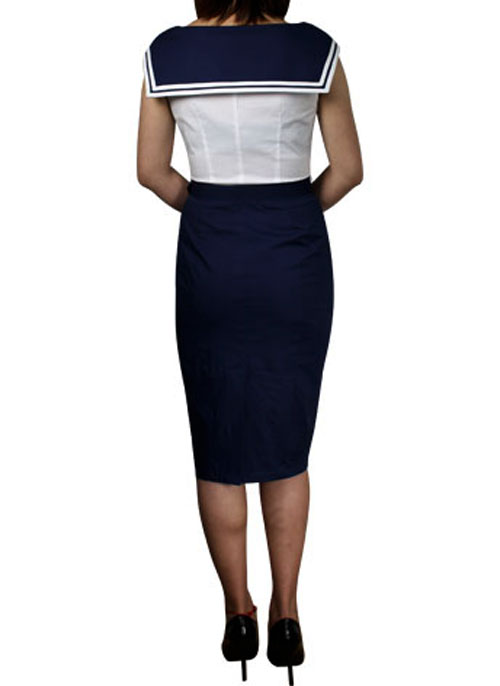 Rk65 Ahoy Vintage Nautical Sailor 50s Rockabilly Pin Up Uniform Dress