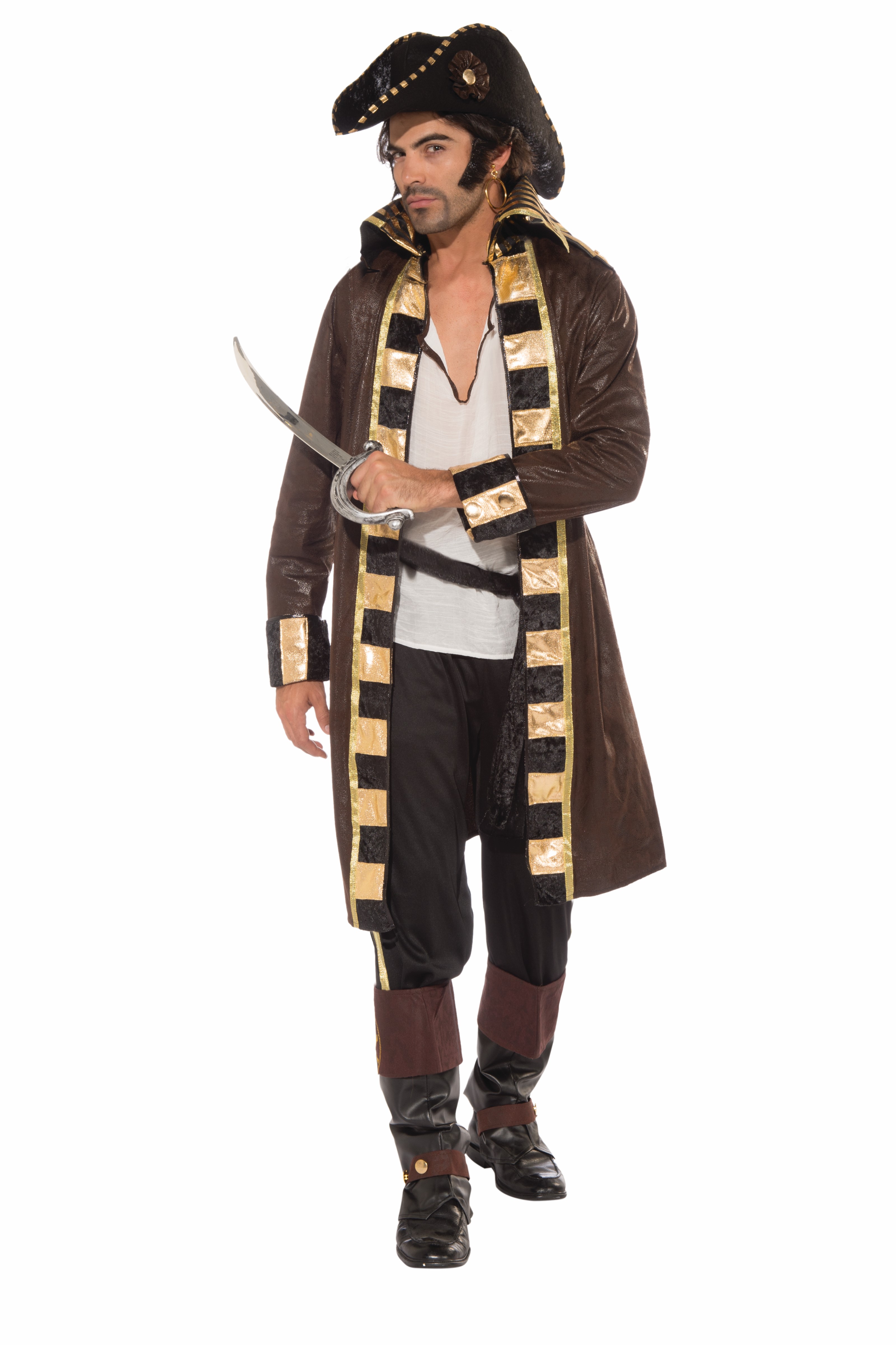 C876fn Buccaneer Captain Pirate Caribbean Mens Fancy Dress Halloween Costume Ebay 5209