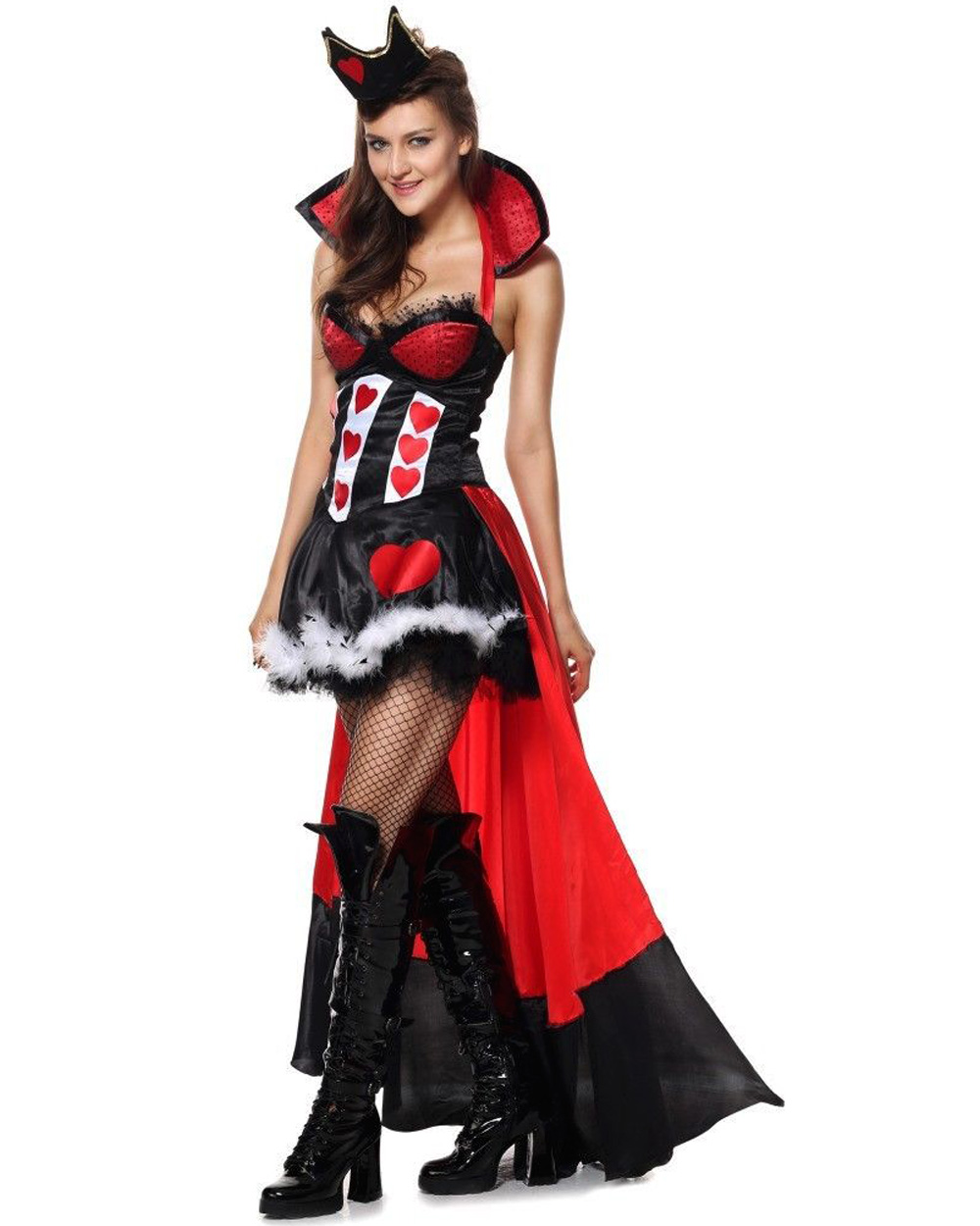 K54 Ladies Queen Of Hearts Alice In Wonderland Fancy Dress Up Halloween