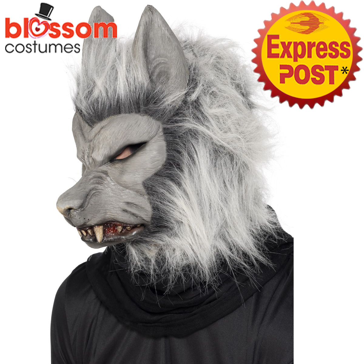 AC154 Adult Grey Werewolf Mask Mens Ladies Halloween Wolf Costume