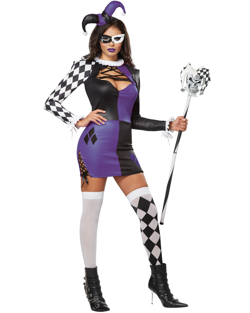 Cl154 Naughty Jester Harlequin Masquerade Mardi Gras Womens Halloween Costume Ebay 8383