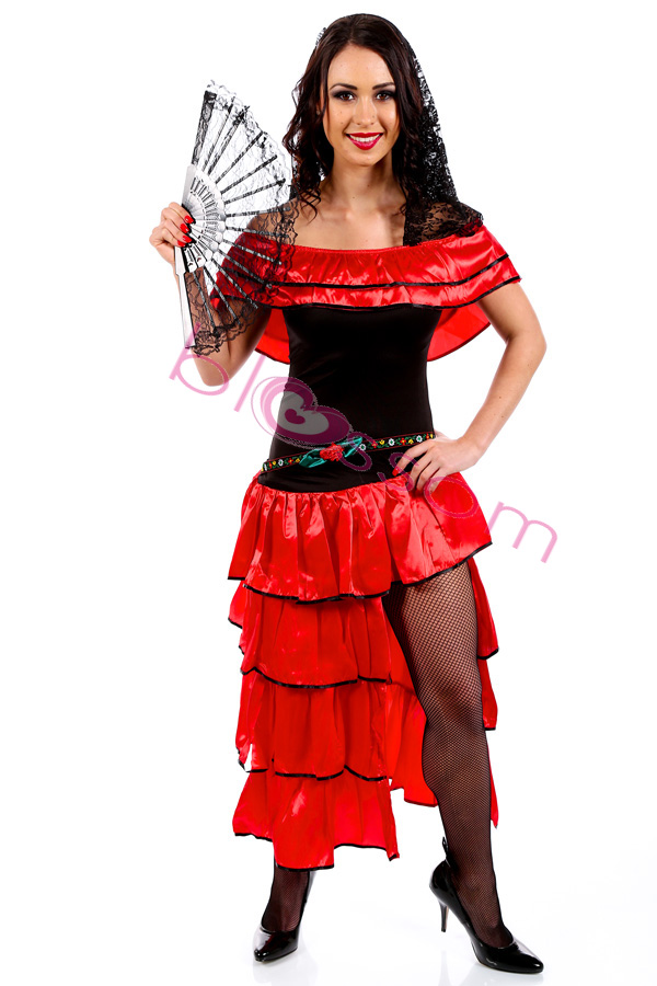 I76 Spanish Senorita Mexican Spain Dancing Dress Costume Flamenco 