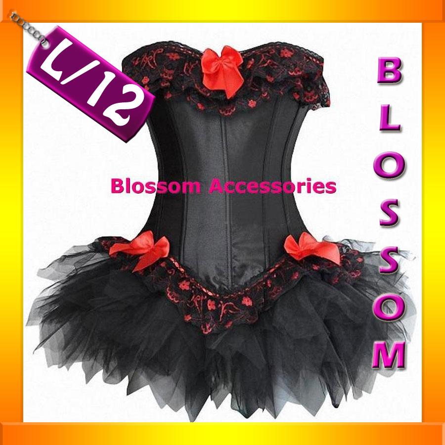 5063 Black Punk Lollita Gothic Corset & Tutu 8 10 12 14  