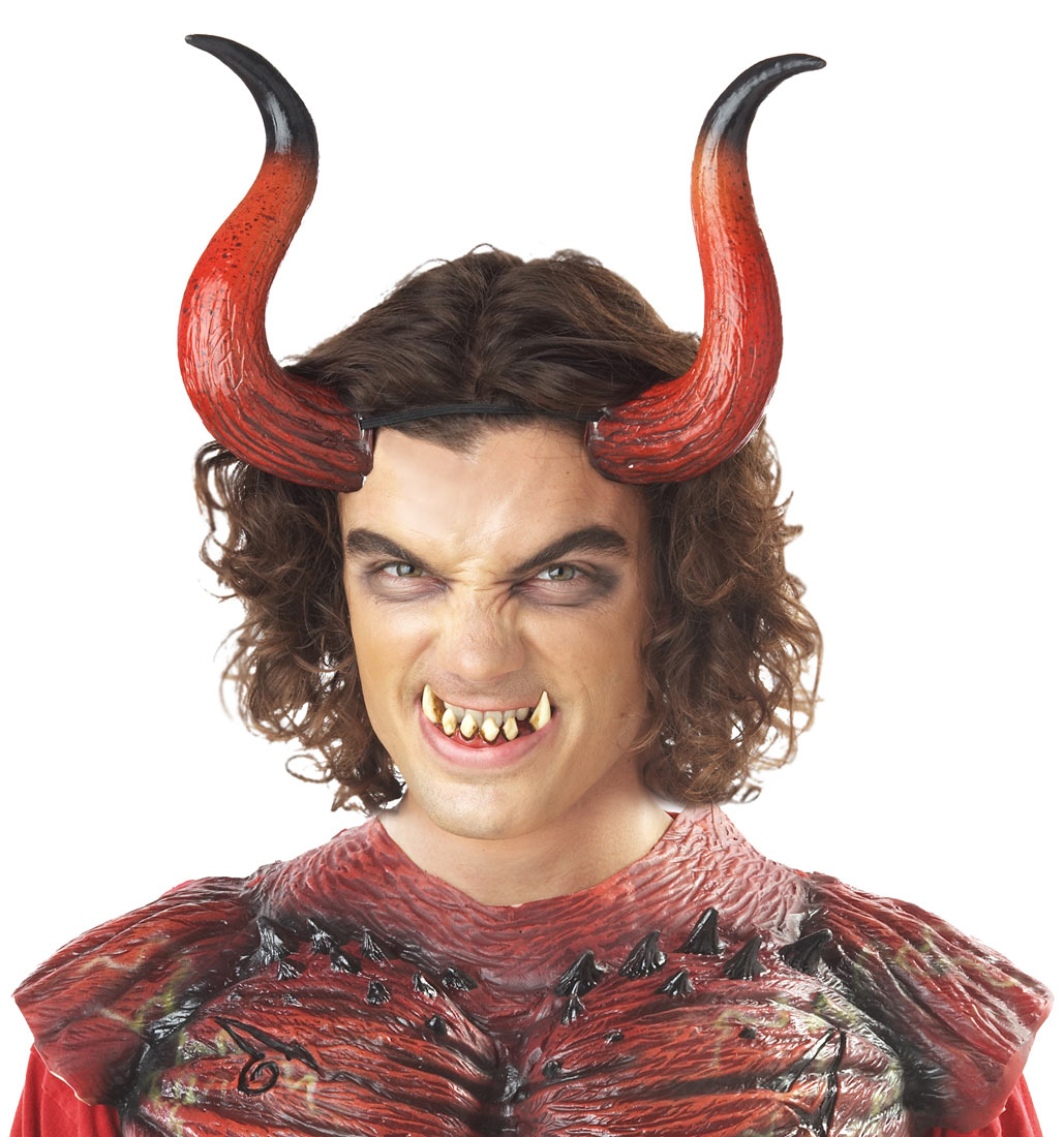 A667 Adult Hellion Devil Horns Demon & Teeth Halloween Horror Costume ...