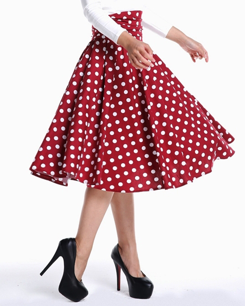 RK108 1950s Polka Dots Circle Swing Dance Skirt Rockabilly Pin Up Retro ...