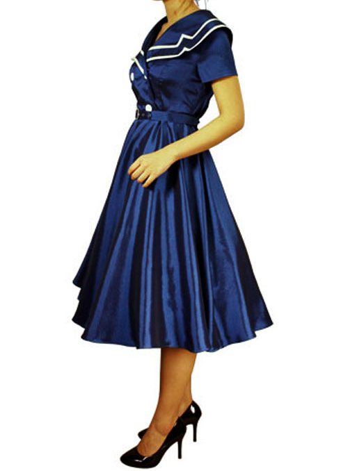 RK20 Vintage Sailor Nautical Retro Flared Formal Dress Rockabilly 50s ...