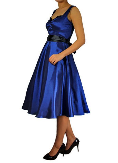 RK28 Retro 50s Satin Swing Dress Rockabilly Tattoo Pin Up Gothic Formal ...