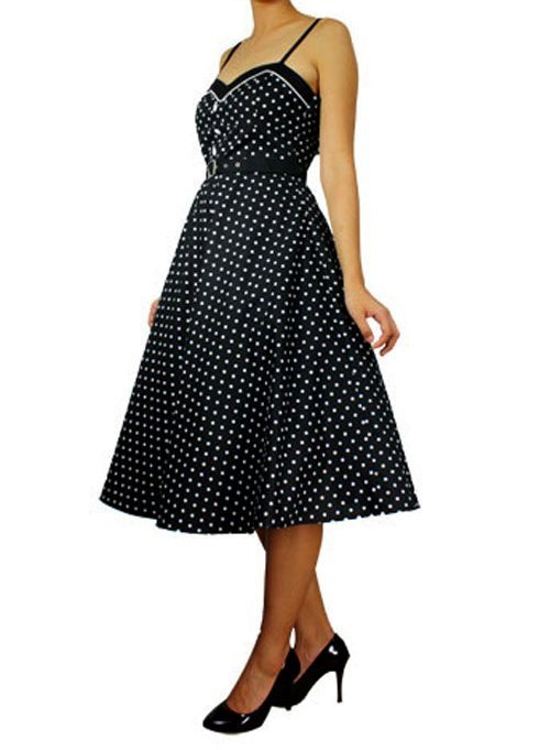 RK30 Black Polka Dot 50s Rockabilly Swing Dress Bolero Pin Up Retro ...