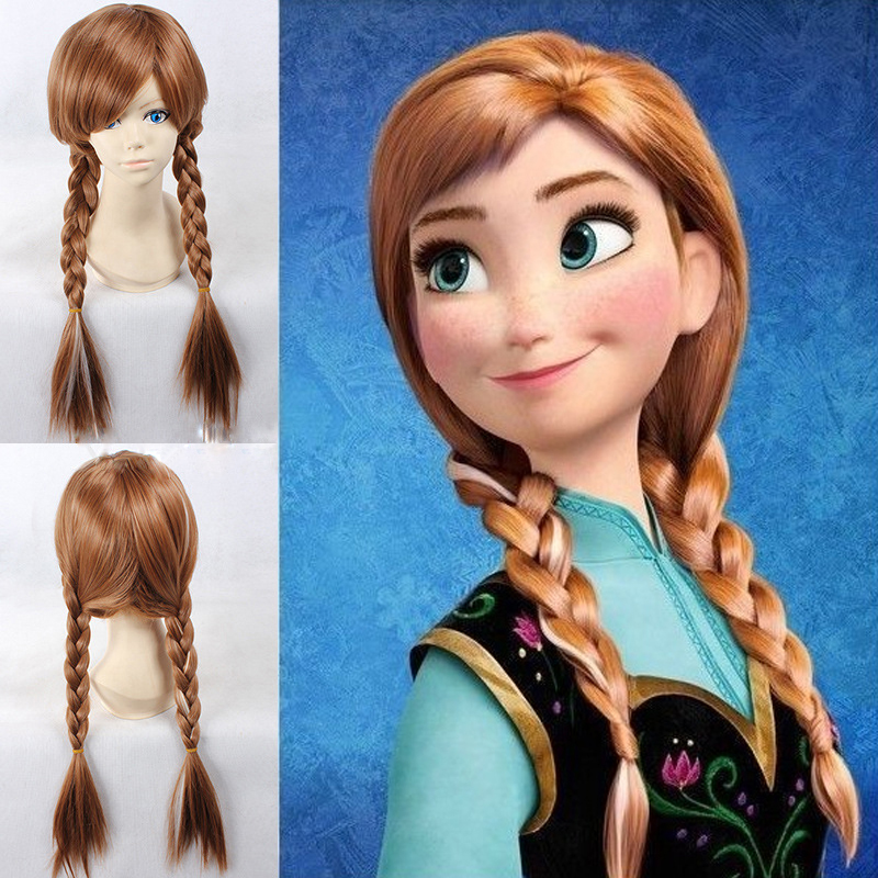 WC Frozen Elsa Anna Child Adult Blonde Brown Ponytail Princess Costume ...