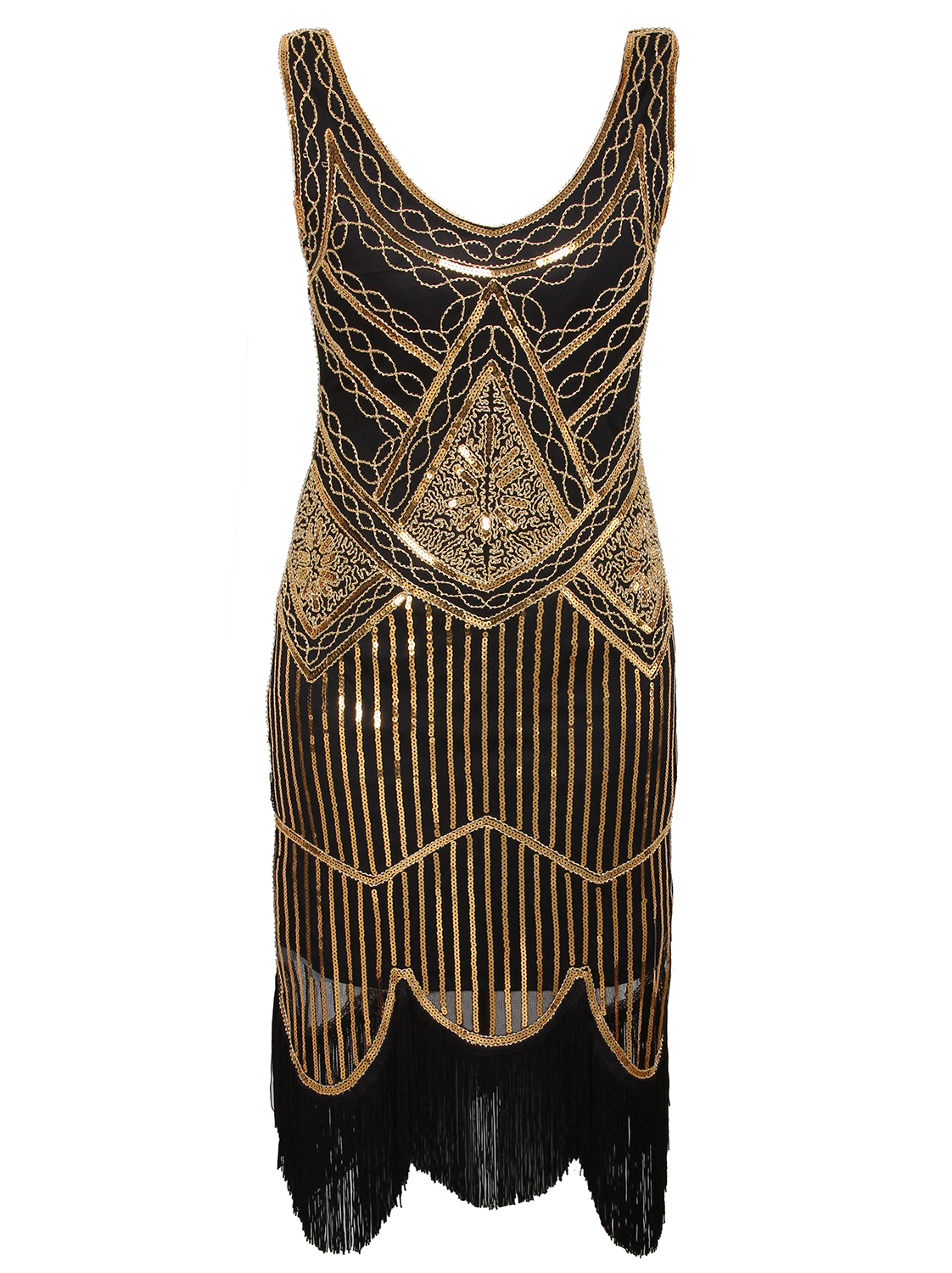 K185 Gold 1920s Flapper Dress Great Gatsby Charleston 20s Abbey Sequins ...