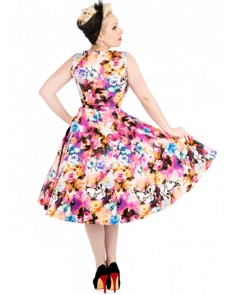 RKH80 Hearts and Roses H&R Floral Summer Party Rockabilly Evening Dress ...