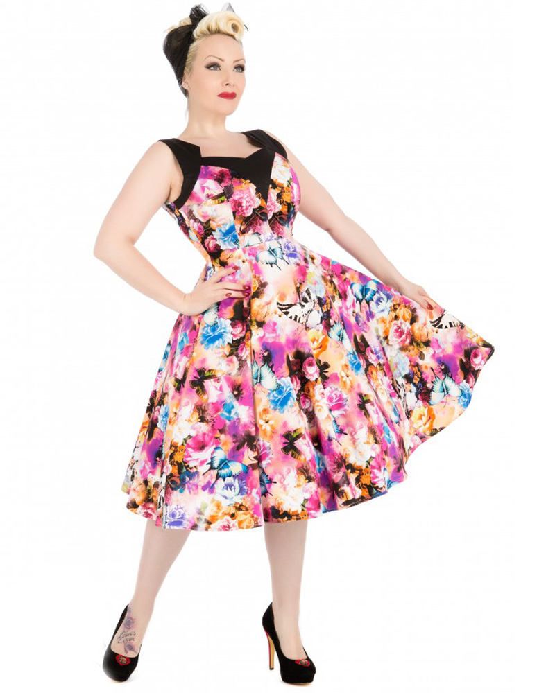 RKH80 Hearts and Roses H&R Floral Summer Party Rockabilly Evening Dress ...