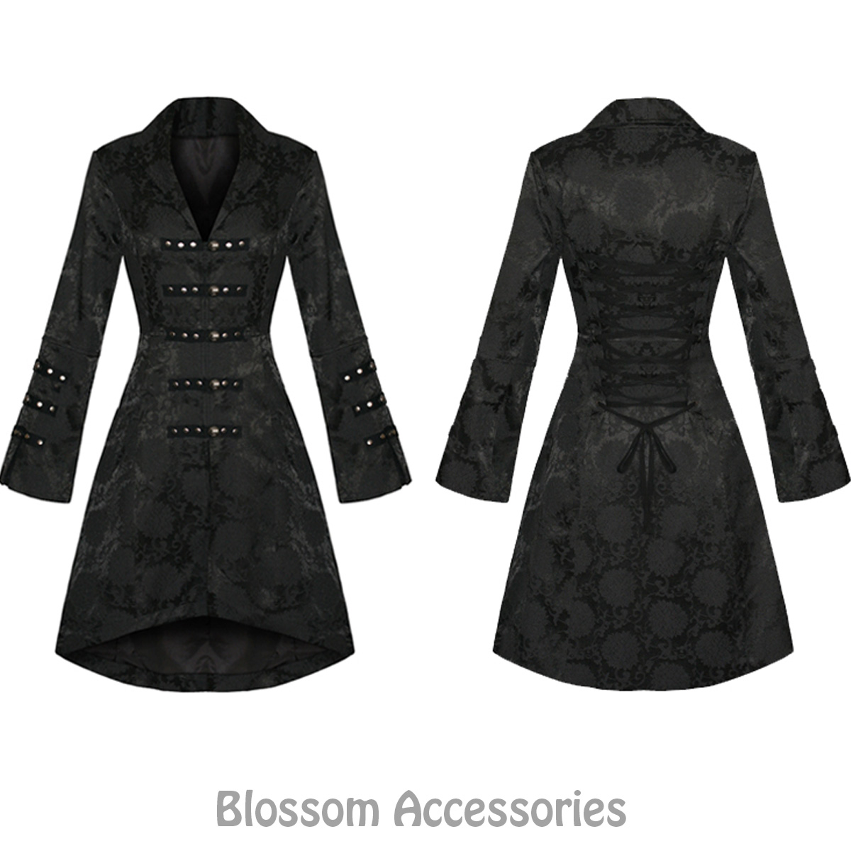 RKH55 Hearts & Roses Gothic Military Rockabilly Steampunk Brocade ...