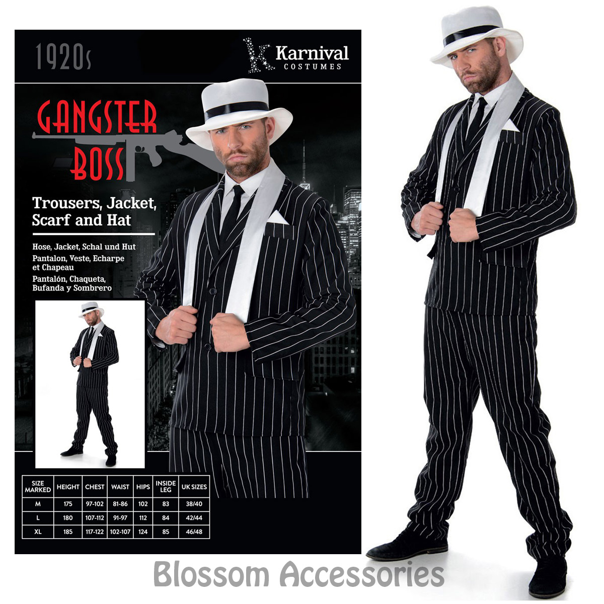 CL980 Mens Gangster Boss 1920's Great Gatsby Fancy Dress Party ...