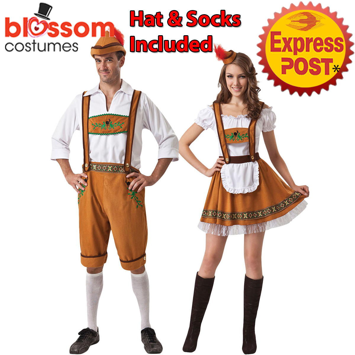 K175 Oktoberfest Couple Leiderhosen German Beer Bavarian Mens Womens ...