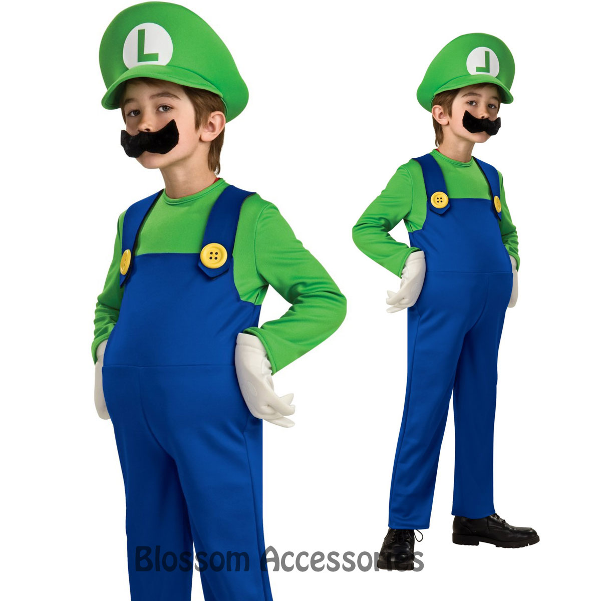 CK141-Super-Mario-LUIGI-DELUXE-Outfit-Boy-Nintendo-Games-Kids-Child-Costume