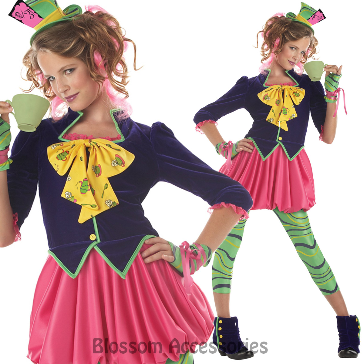 The Mad Hatter Tween Girls Alice In Wonderland Halloween Dress Costume ...