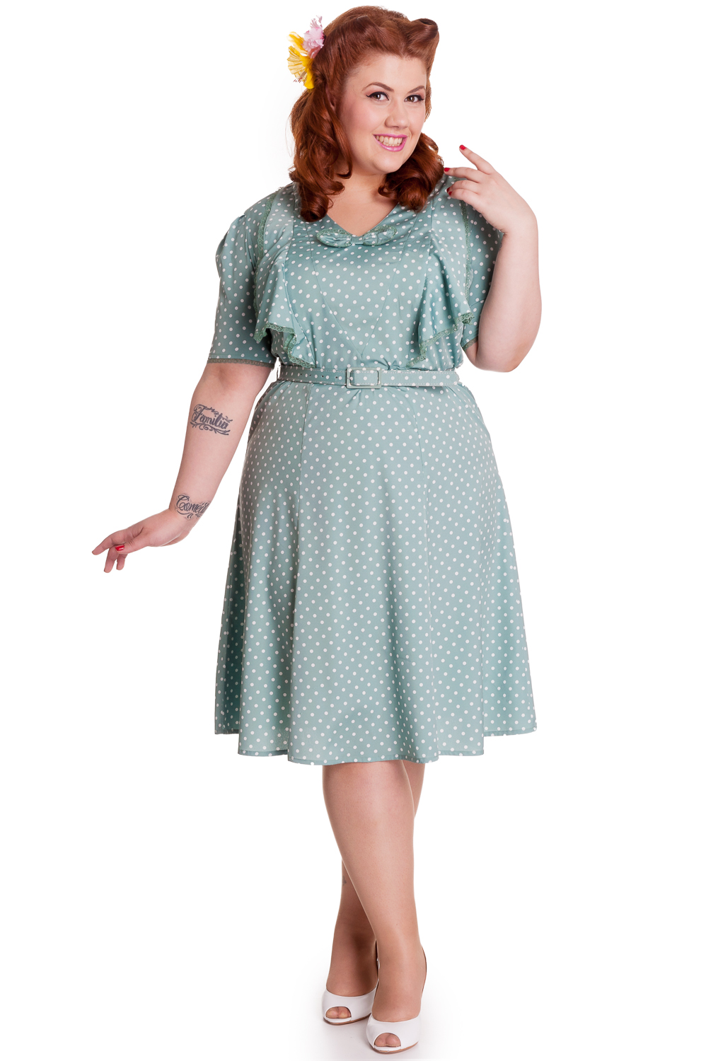 RKP48 Hell Bunny Jennifer Polka Dots Tea Dress Rockabilly Pinup Vintage ...