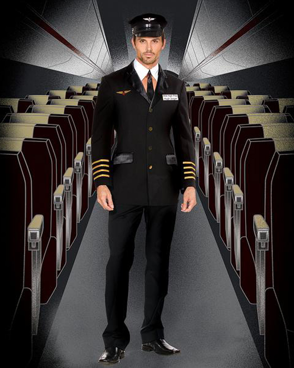 K370 Mens Airline Pilot Flight Captain Costume Uniform Officer Military ...