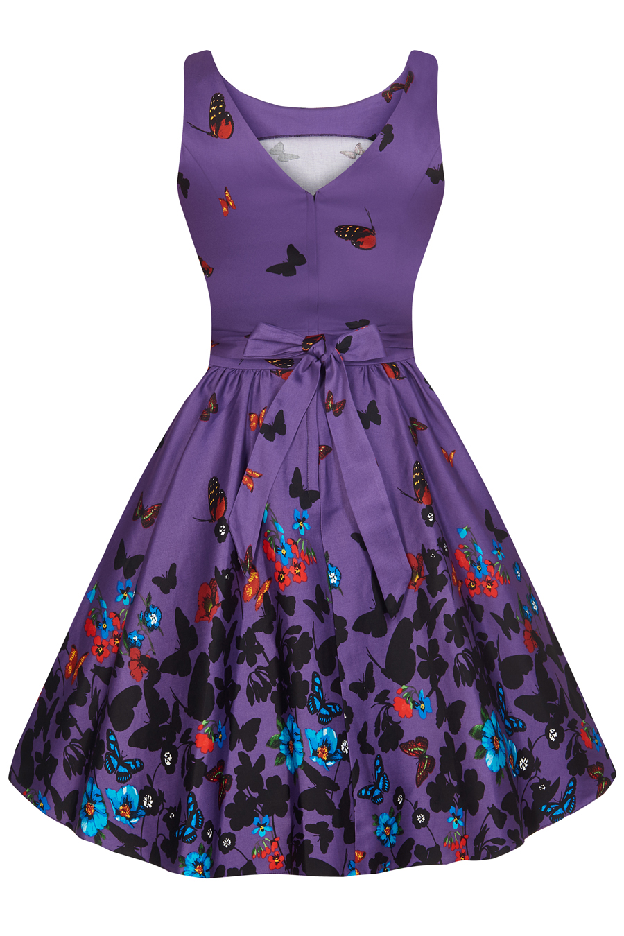 RKL27 Lady Vintage London Purple Butterfly Tea Dress Swing Retro Rockabilly