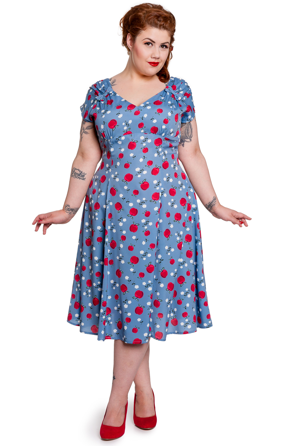 RKP49 Hell Bunny Sheila Summer 50s Tea Apple Dress Rockabilly Pinup ...