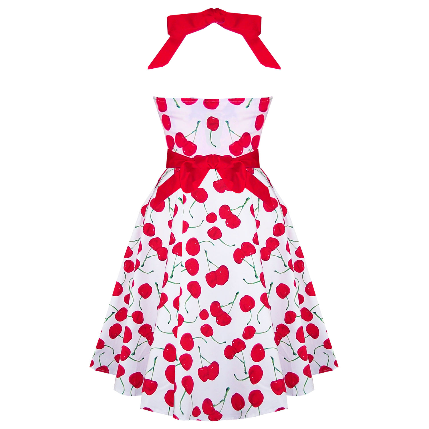 RKH57 Hearts and Roses H&R Cherry Rockabilly Dress Pin Up Vintage 50 ...